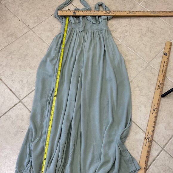 Urban Outfitters Smocked Wide Leg  jumpsuit Romper halter women‘s M green Boho - Picture 7 of 16